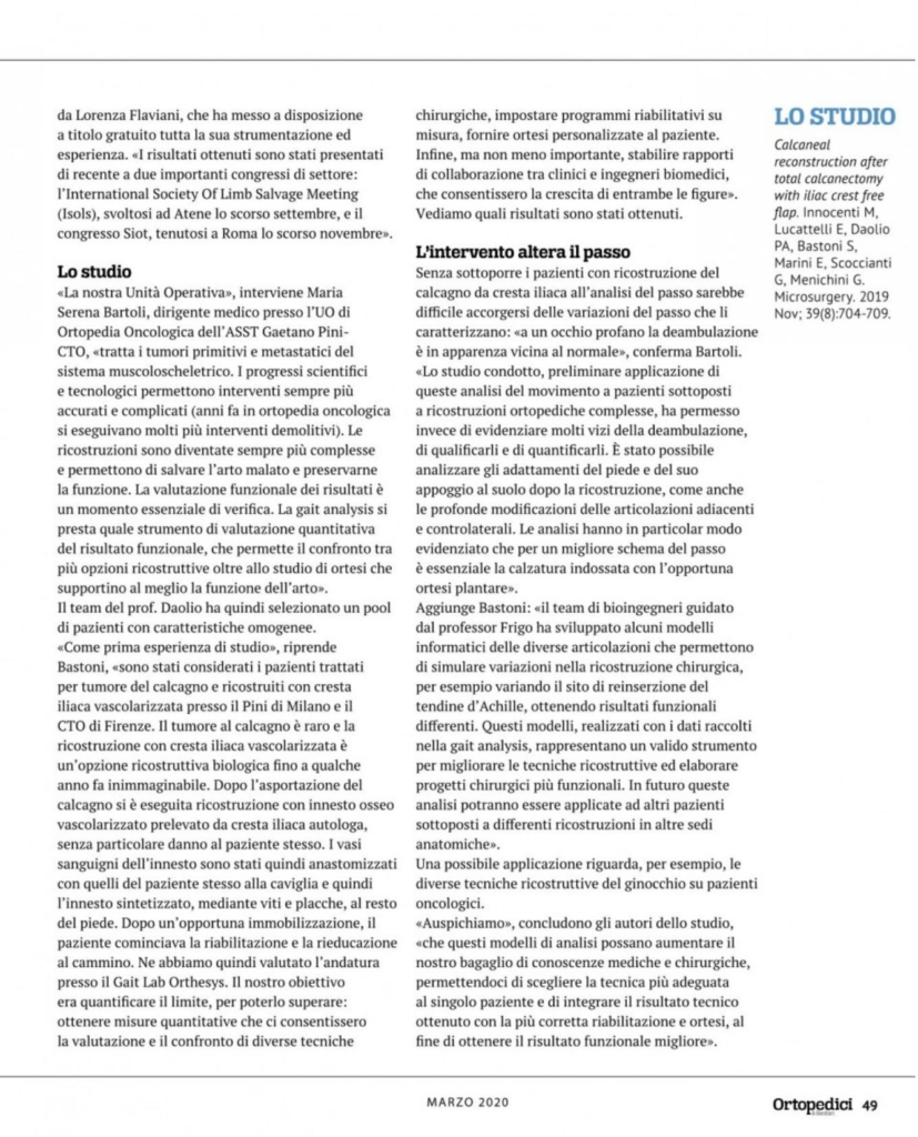 La Gait Analysis nell'ortopedia oncologica 1